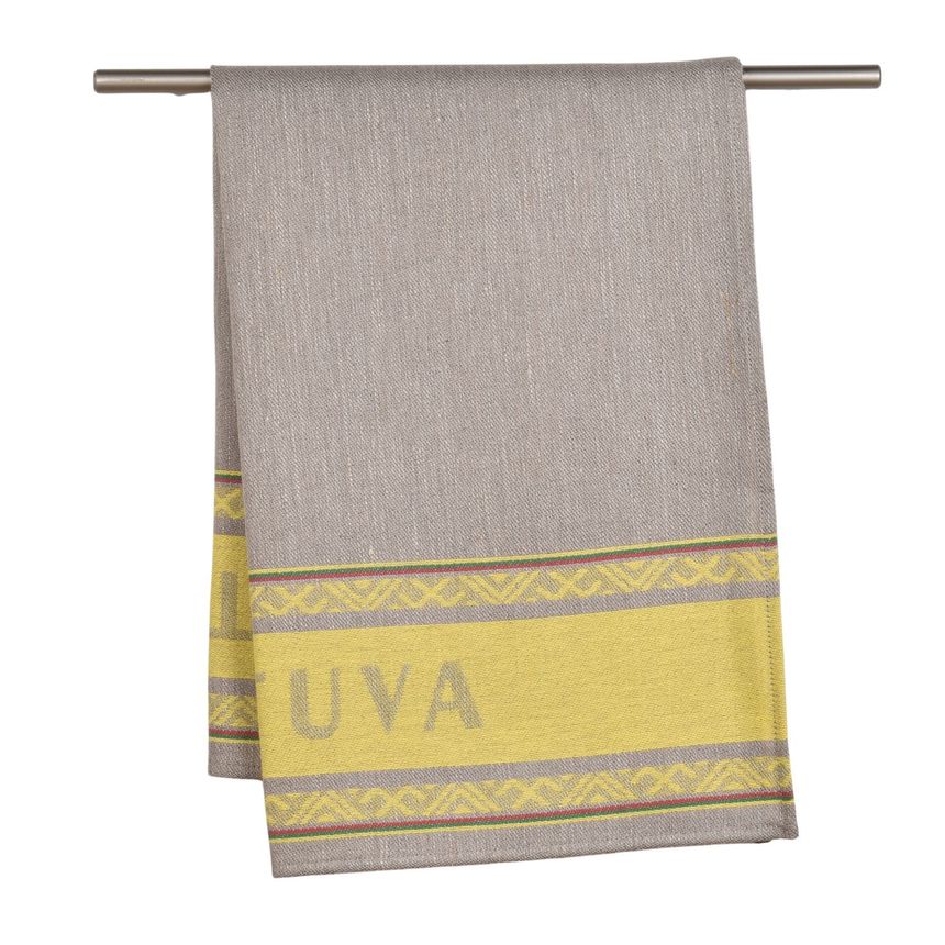 Woven kitchen towel Lithuania with a yellow accent edge