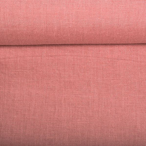 Washed linen fabric in rose, 205 g/m²