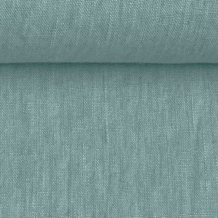 Washed  linen fabric in greyish mint, 205 g/m²