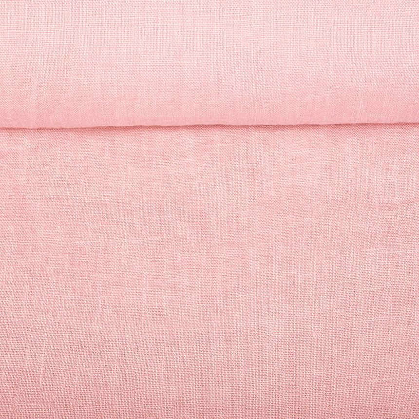 Platus rožinės spalvos minkštintas lininis audinys, 150 g/m² (Kipa)