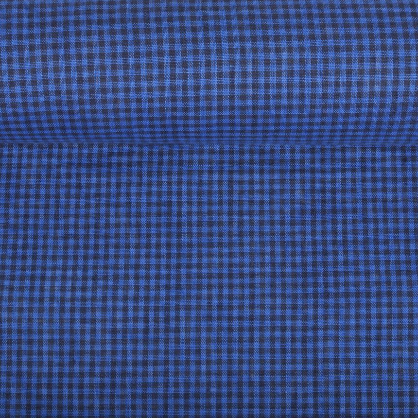 Minkštintas mėlynai languotas lininis audinys, 130 g/m²