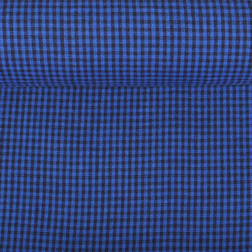 Minkštintas mėlynai languotas lininis audinys, 180 g/m²