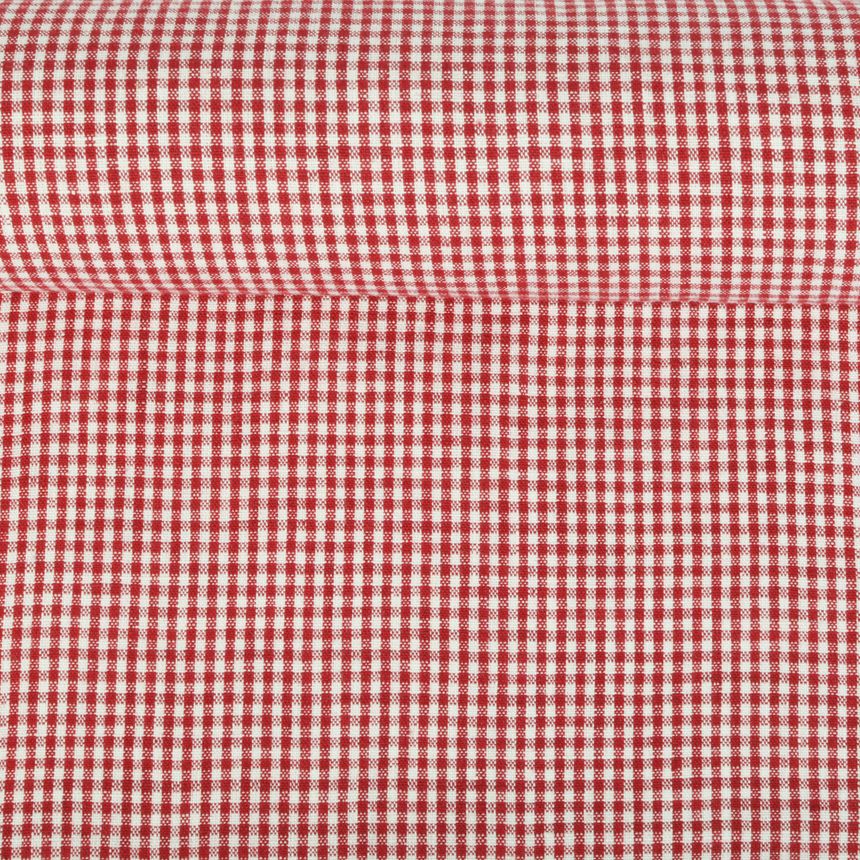 Minkštintas raudonai languotas lininis audinys, 180 g/m²