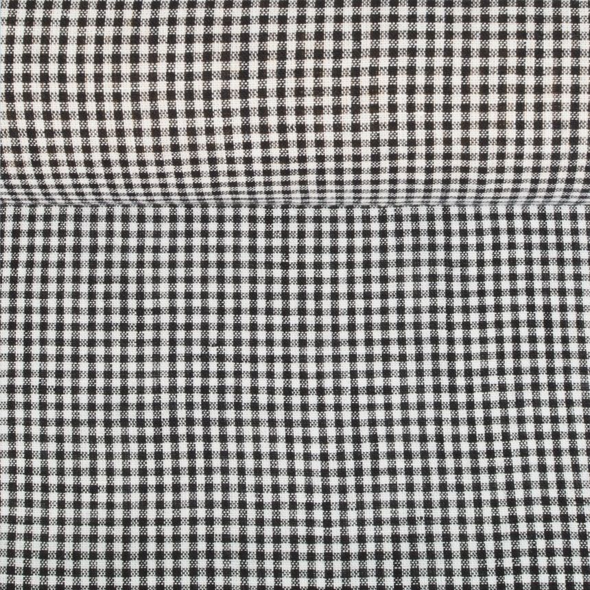 Minkštintas juodai languotas lininis audinys, 180 g/m²