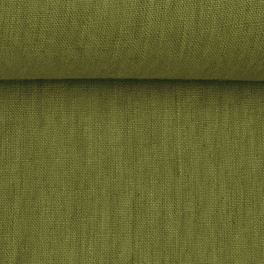 Platus samanų spalvos minkštintas lininis audinys, 150 g/m² (Kipa)