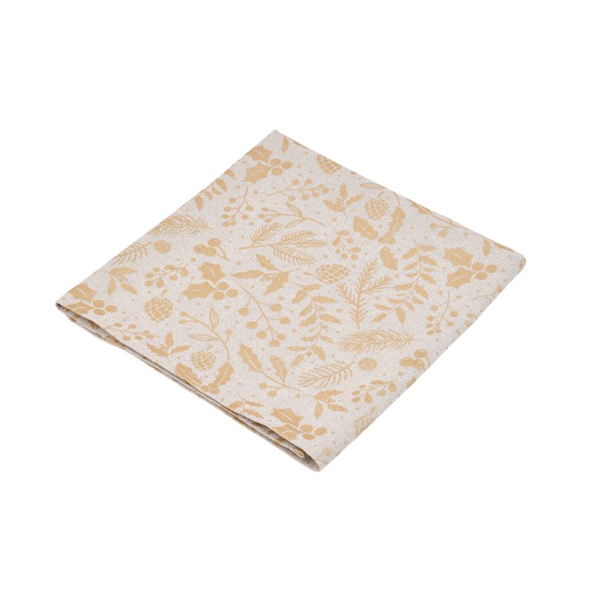 Small squere tablecloth Christmas greenery - golden print, 72x72 cm