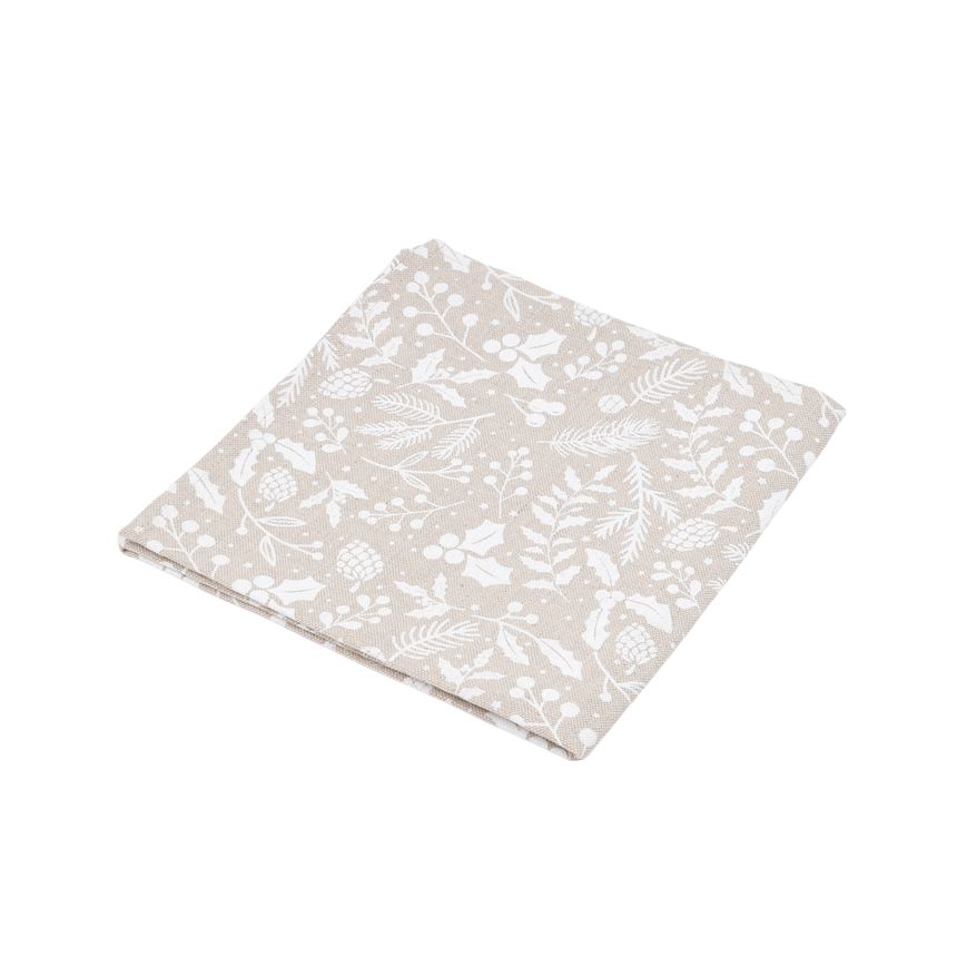 Small squere tablecloth Christmas greenery - white print, 72x72 cm
