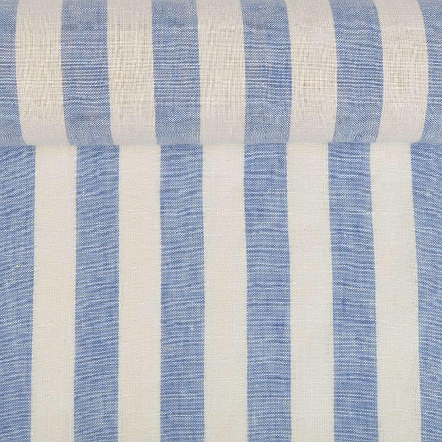 Platus minkštintas mėlynai juostuotas audinys, 185 g/m²