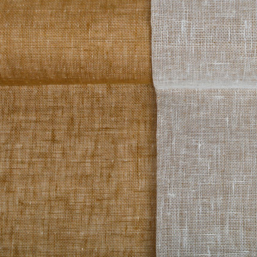 Dvipusis rudos spalvos lininis audinys, 220 g/m²