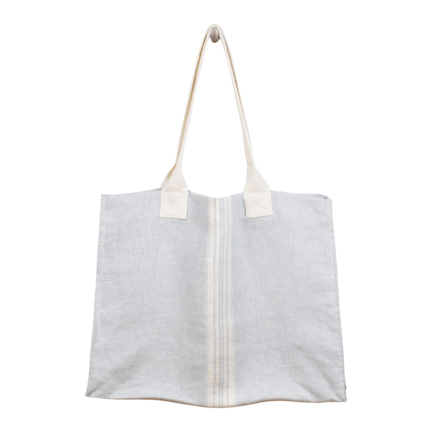 Collapsible linen shopping bag in light blue colour