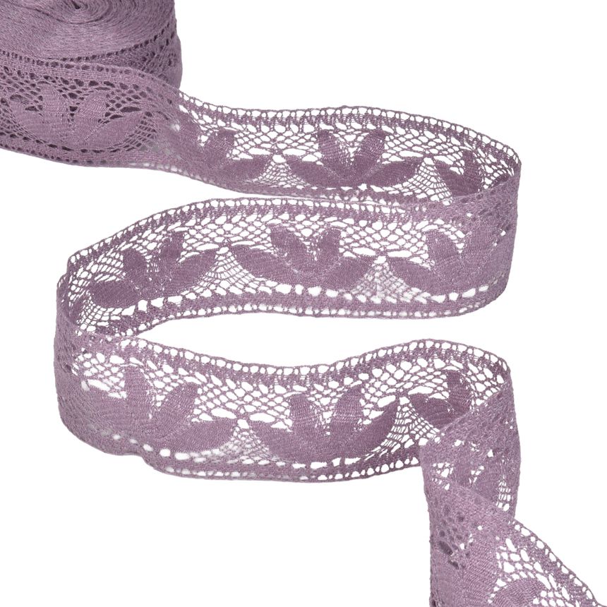 Linen lace in lavender colour Purple Linden, 1 m