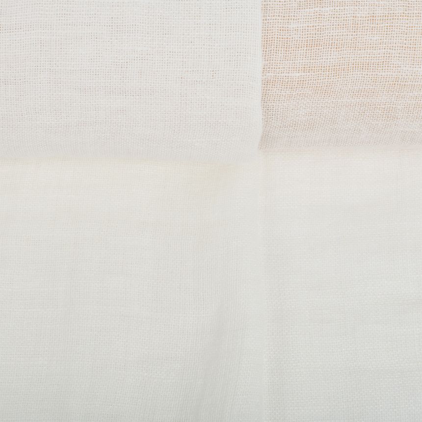 Washed semi-linen fabric in milk white color, 90 g/m²