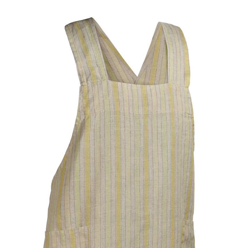 Linen back cross apron STRIPE MOOD light green colour