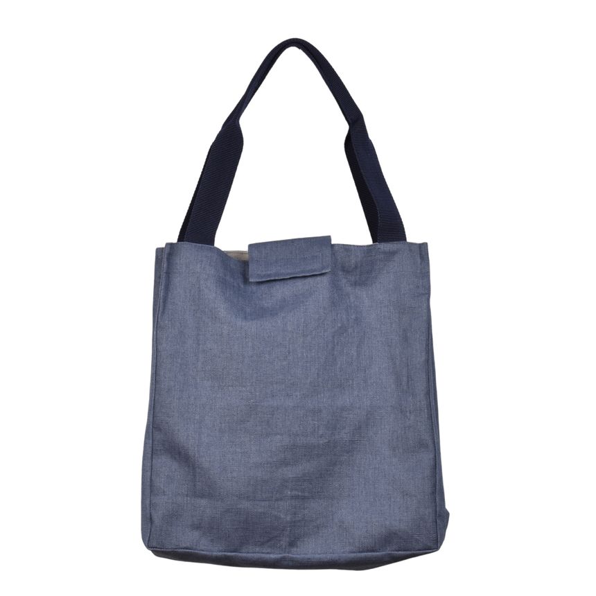 Semi-linen moisture resistant bag with fastening - blue colour