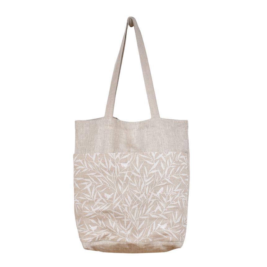 Various design shopping bag with two pockets - White garden