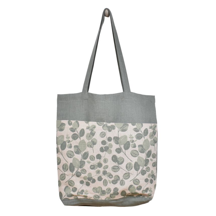 Various design shopping bag with two pockets - Eucalyptus