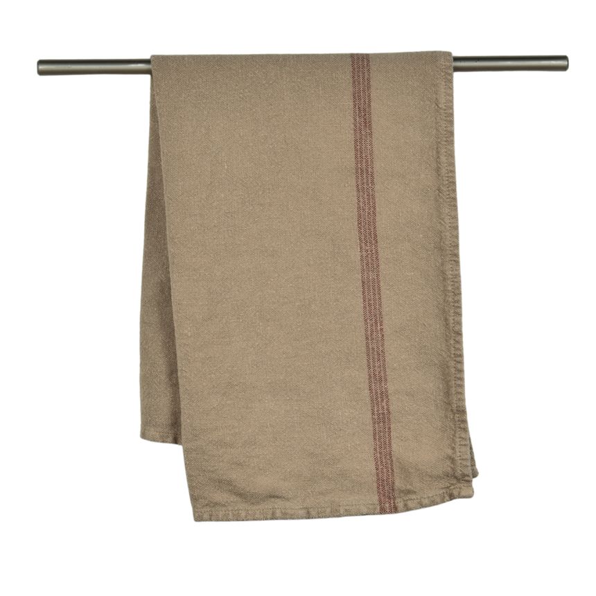 Linen towel in brown colour - various design