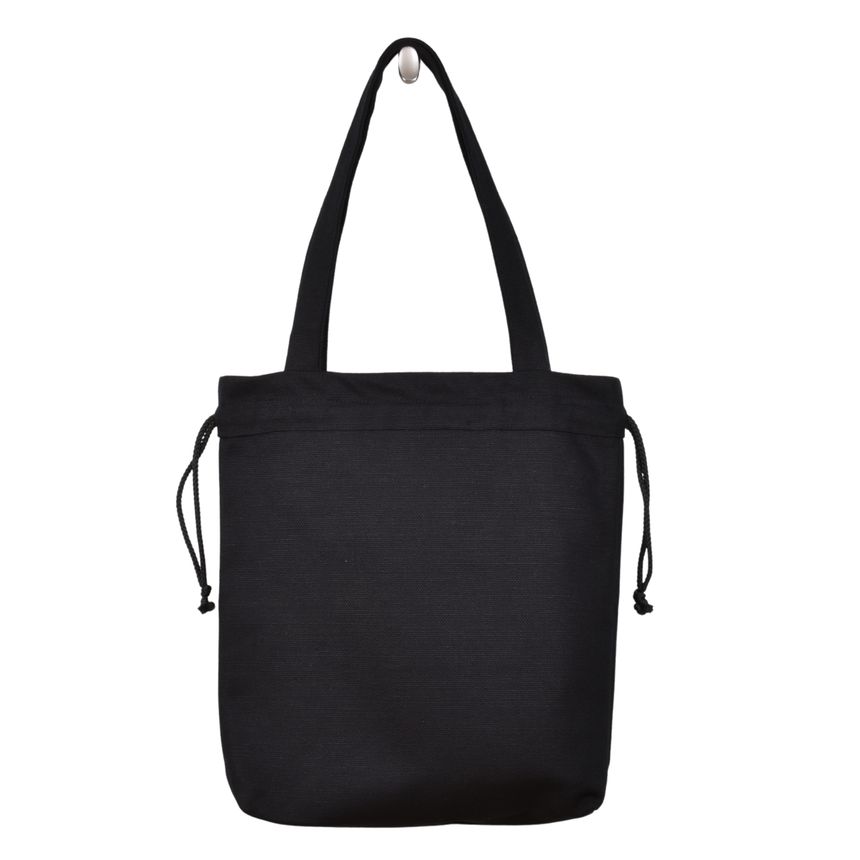 Linen drawstring bag in black color (small)