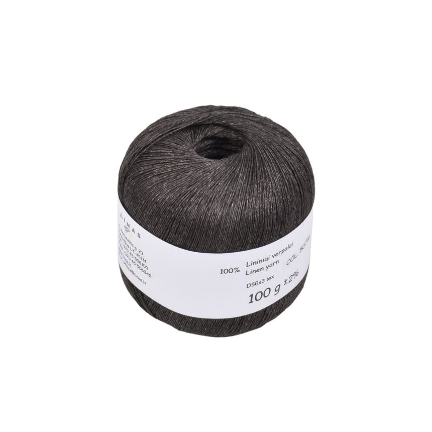 Dark grey colour melange linen yarn D56x3 tex, col. 507M, 100 g