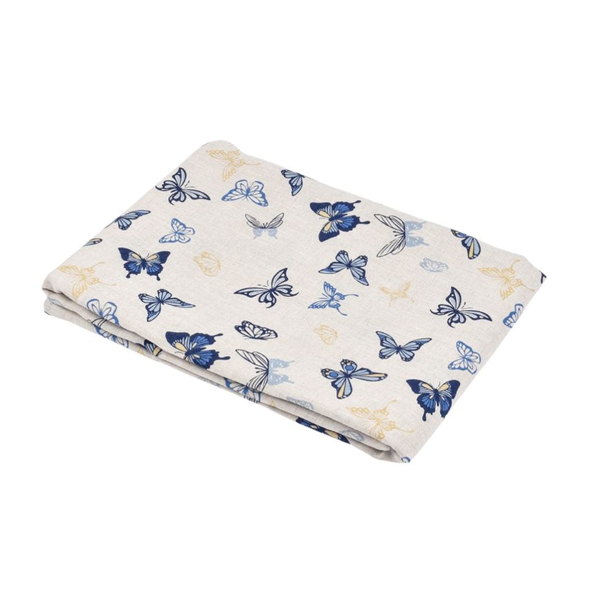 Printed linen tablecloth Blue butterflies, two sizes