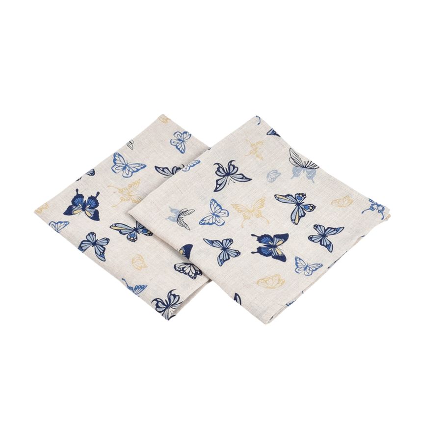 Linen napkins set Blue butterlies, 43x43 cm, 4 pcs.