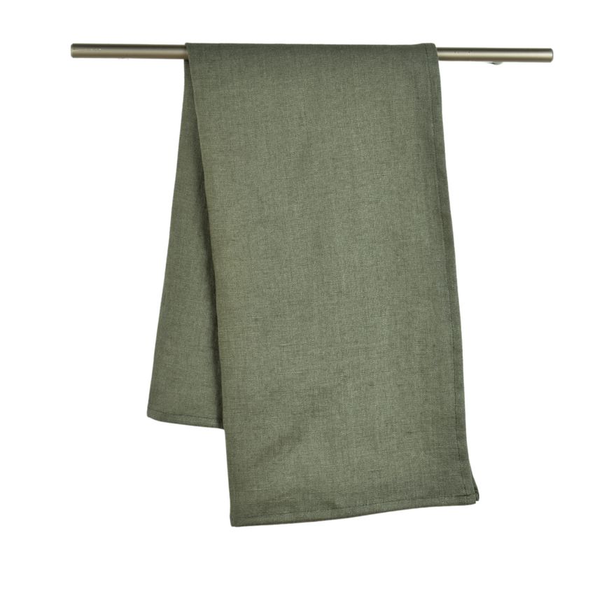 Solid linen kitchen towel in pale green colour