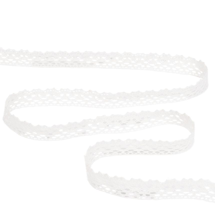 Linen lace in milk white colour White Alder, 1 m