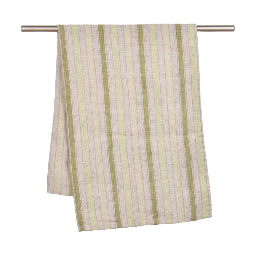 Linen tea towel STRIPE MOOD in dark green colour