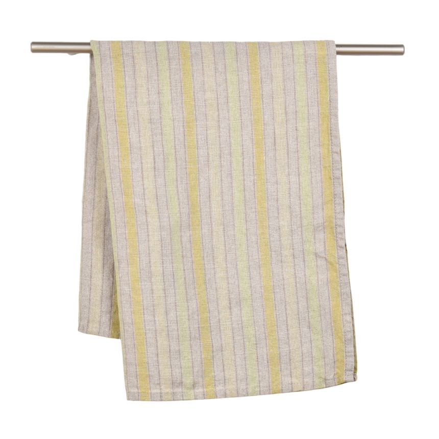 Linen tea towel STRIPE MOOD in light green colour