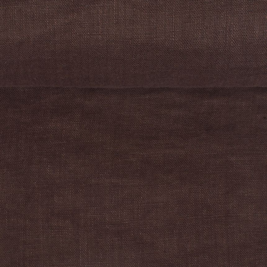 Minkštintas tamsaus šokolado spalvos lininis audinys, 93 g/m²