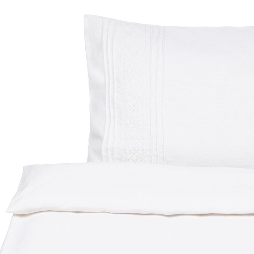 Baltos spalvos lininis patalynės komplektas HERITAGE, keli dydžiai