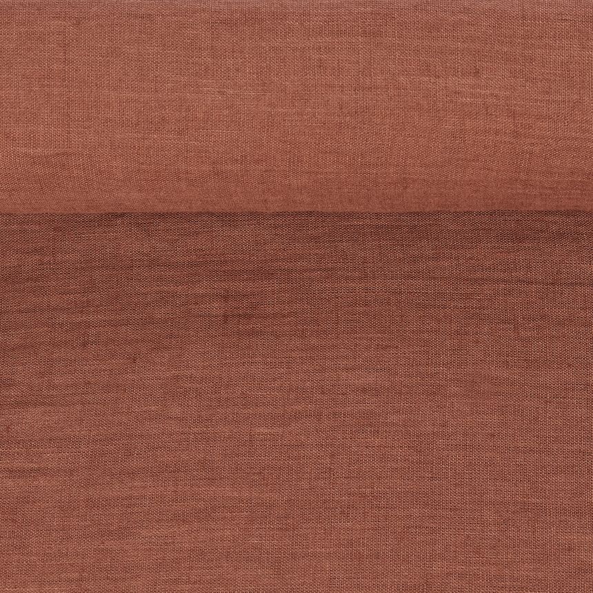 Minkštintas terakotos spalvos lininis audinys, 205 g/m²