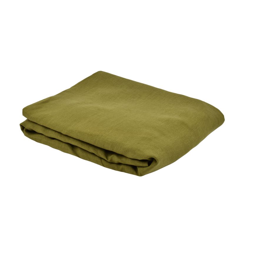 Washed linen fitted sheet in green colour ELEGANT TOUCH, several sizes