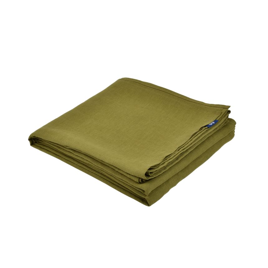 Green colour washed linen bed sheet ELEGANT TOUCH, 225x240 cm