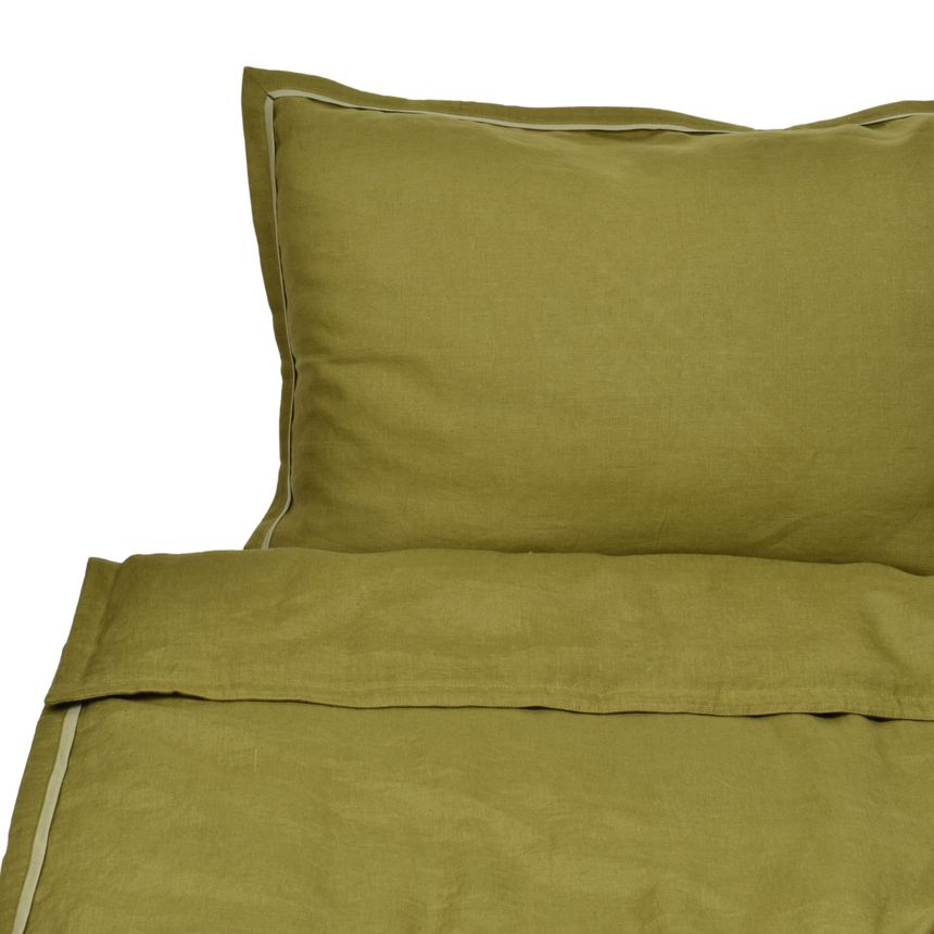 Washed linen bed set in green colour ELEGANT TOUCH, several sizes