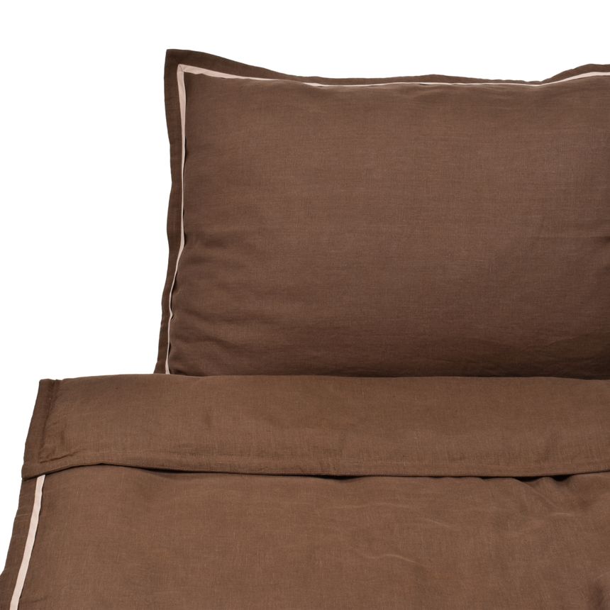 Washed linen bed set in brown colour ELEGANT TOUCH, several sizes