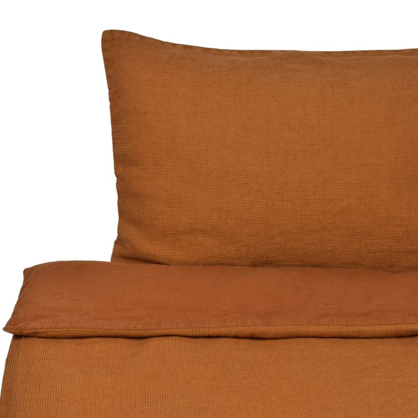 Washed linen bed set in orange colour URBAN CHIC, several sizes