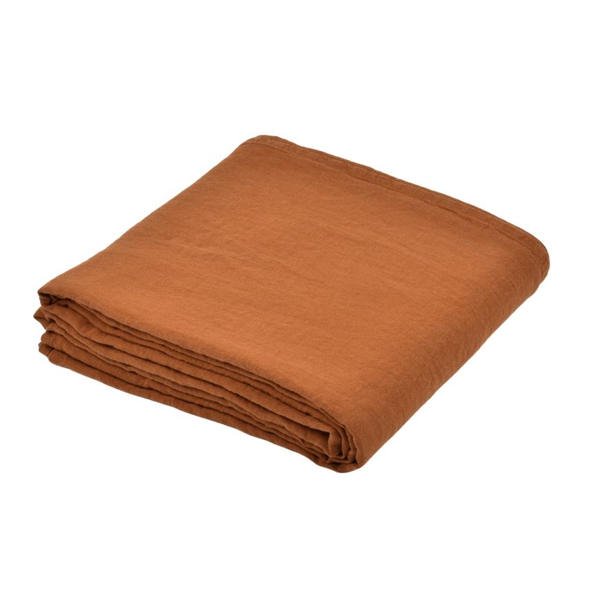 Orange colour washed linen flat sheet URBAN CHIC, 225x240 cm