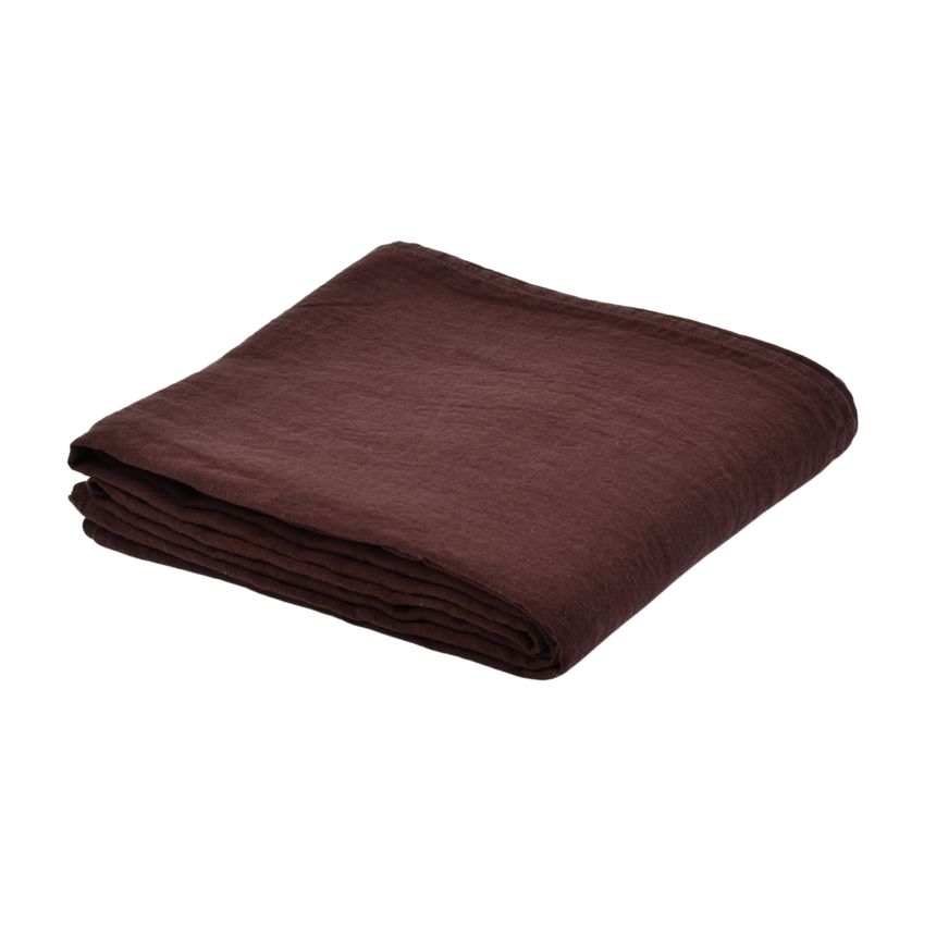 Augberine purple colour washed linen flat sheet URBAN CHIC, 225x240 cm