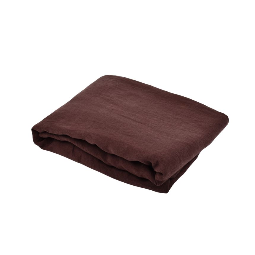 Augberine purple colour washed linen fitted sheet URBAN CHIC, two sizes
