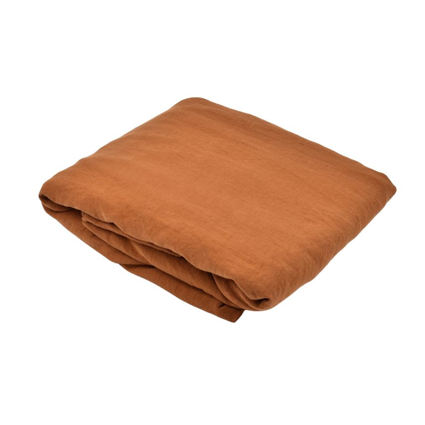 Orange colour washed linen fitted sheet URBAN CHIC, two sizes