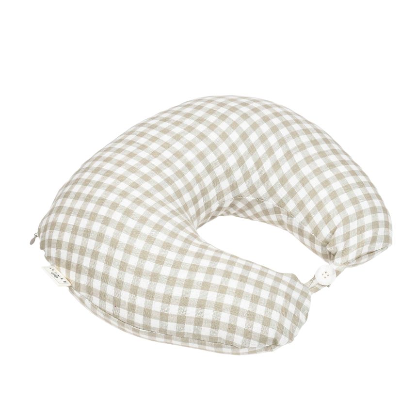 Checkered linen travel pillow