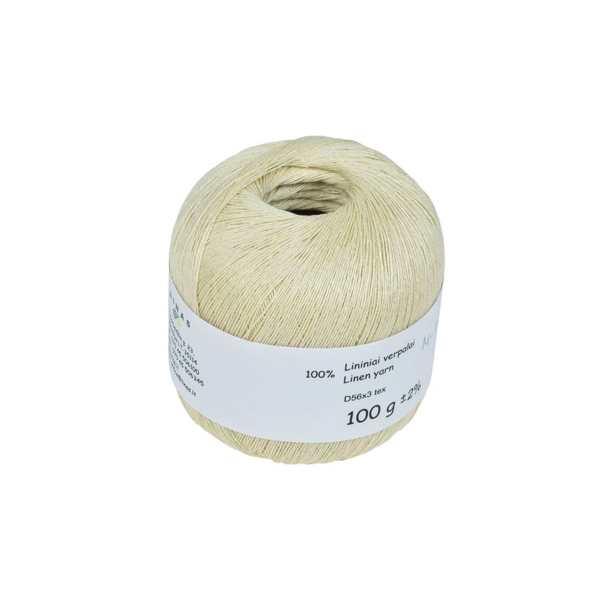 Cream colour linen yarn D56x3 tex, col. M-7, 100 g
