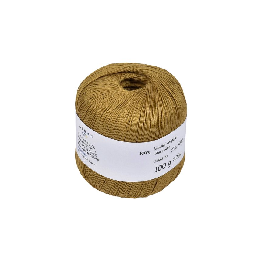 Golden brown colour linen yarn D56x3 tex, col. R818, 100 g