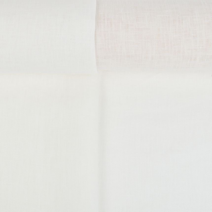 Semi-linen fabric in snow white, 195 g/m²