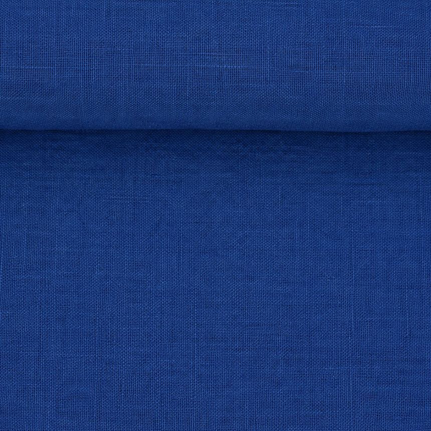 Linen fabric in royal blue, 300 g/m²