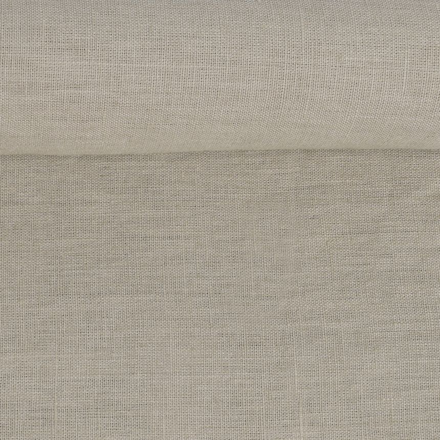 Washed linen fabric in light grey, 195 g/m²