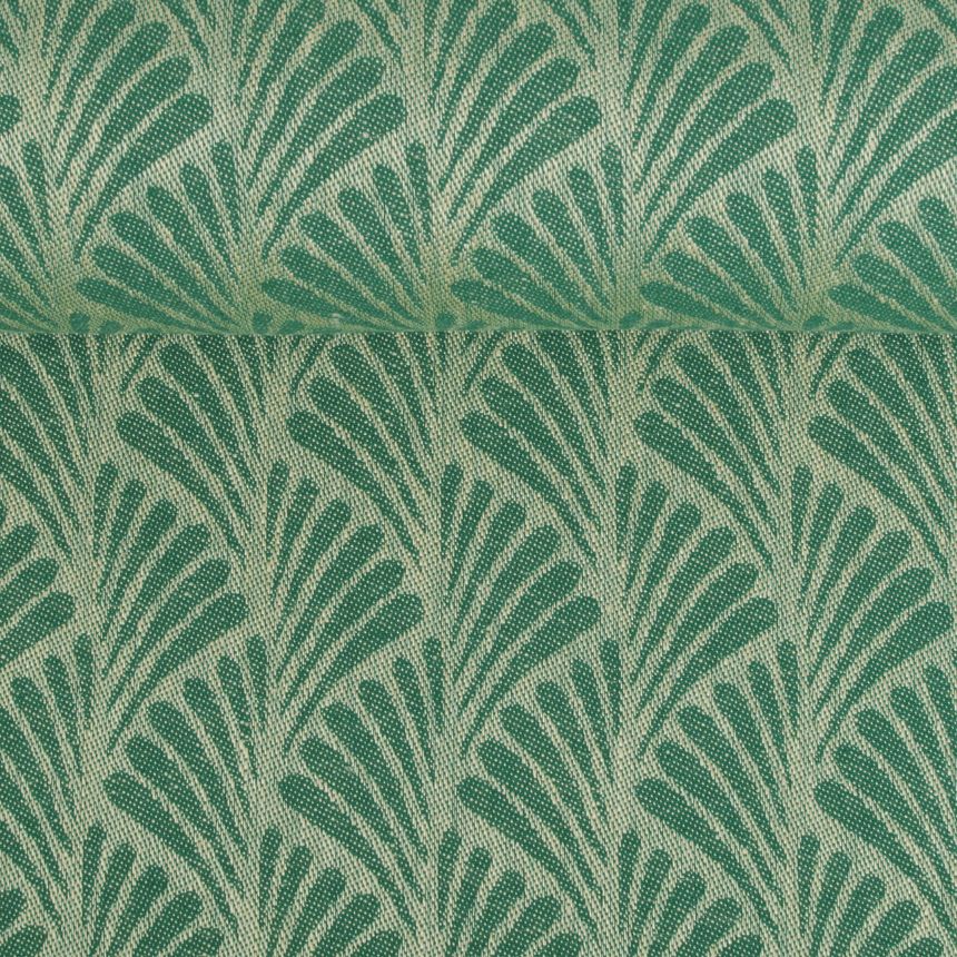 Green jacquard linen fabric with recycled yarns, 220 g/m²