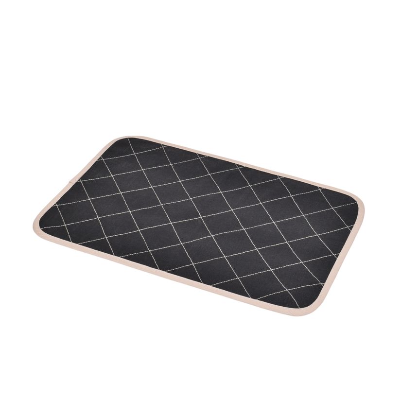 Reversible black colour linen table placemat - runner with light quilting