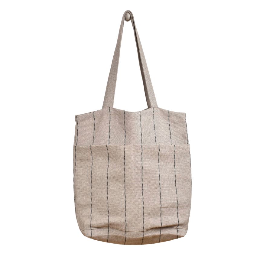 Various design linen bags with two pockets - Stripes
